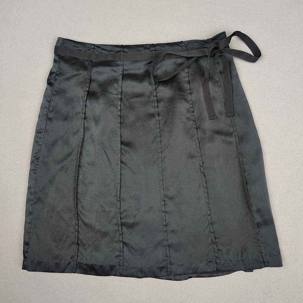 Vintage Y2K Mossimo 100% SILK Skirt Size 4 Black Short Coquette Flirty Goth Girl